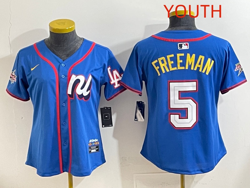 Youth 2025 Los Angeles Dodgers #5 Freeman Blue Nike 2025 MLB All Star Jersey style 027->youth mlb jersey->Youth Jersey